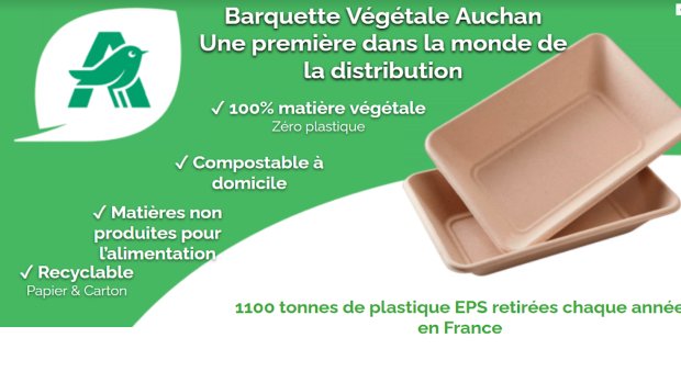 Avec ses barquettes compostables Auchan économise 1 100 tonnes de plastique