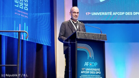 Paul-Olivier Gibert est le président de l’AFCDP, ici à la 17ème Université des DPO.  - © Républik IT / B.L.
