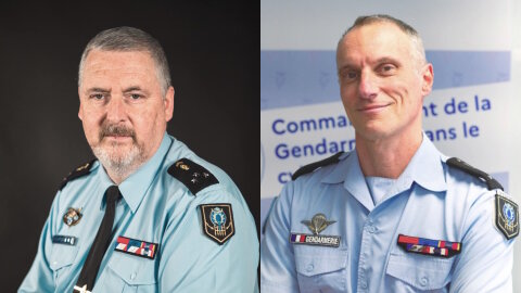 De gauche à droite : les généraux Marc Boget et Christophe Husson. - © D.R.