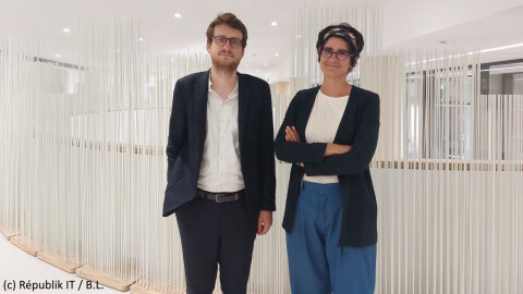 De gauche à droite : Pierre-Louis Rolle (ANCT) et Emma Ghariani (DINUM) - © Républik IT / B.L.