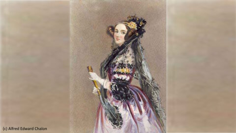 Portrait d’Ada King, comtesse de Lovelace, par Alfred Edward Chalon en 1840 (redimensionné). - © Domaine public