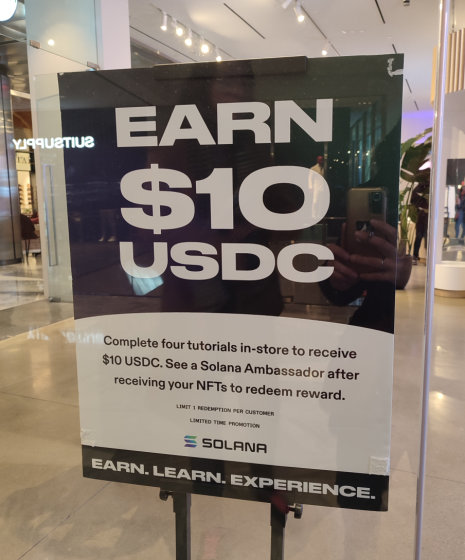 A poster indicates the store's concept and entices the customer with a $10 reward if they are tempted.  - © Republic Retail