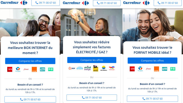 Carrefour propose un service de comparaison pour les mobiles, les box internet et l'électricité/gaz. - © D.R.