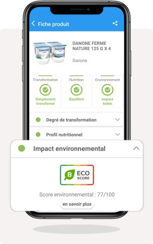 Exemple présentation éco-score Yaourt Danone