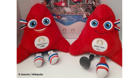 Les Phryges sont les mascottes officielles des Jeux Olympiques (à gauche) et Paralympiques (à droite) Paris 2024. - © Axtoche / Wikipedia