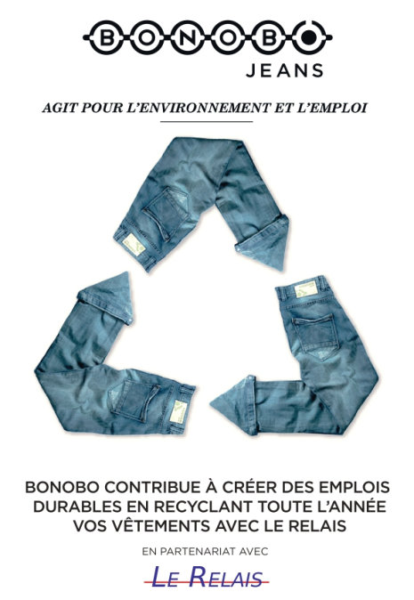Voici une publicité datant de 2014 pour valoriser le recyclage des vêtements. - © Bonobo jeans