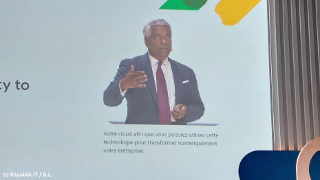 L’intervention de Thomas Kurian, CEO de Google Cloud, était traduite en temps réel par IA. - © Républik IT / B.L.