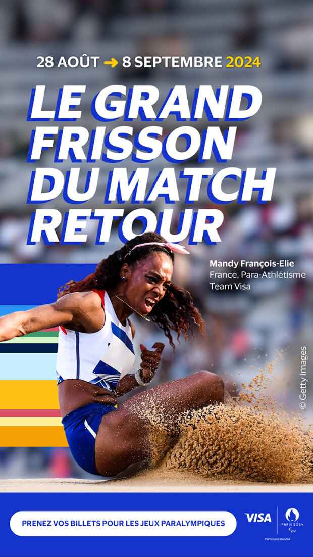 Visa met en scène 3 athlètes paralympiques (ici Mandy François-Élie) dans sa campagne digitale - © Visa